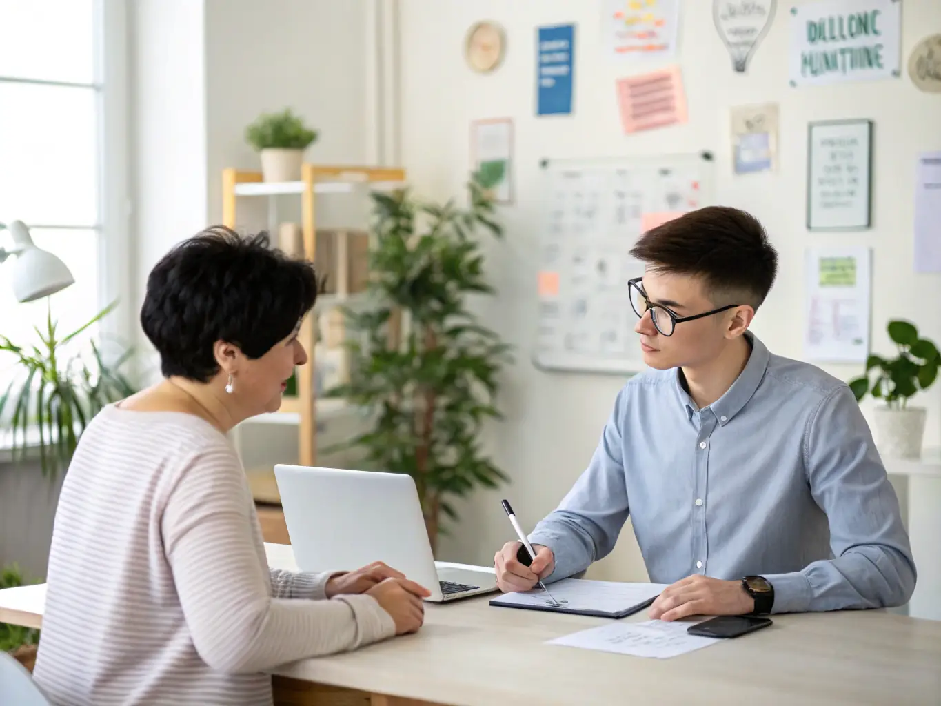 A professional recruiter conducting an interview with a high-level executive in a modern office setting, symbolizing Big Executive's expertise in executive search.